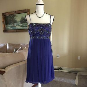 Sue Wong Dress Embroidered 10 Blue NWT